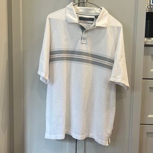 Perry Ellis Polo, Size XL (runs small), White/Grey/Salmon